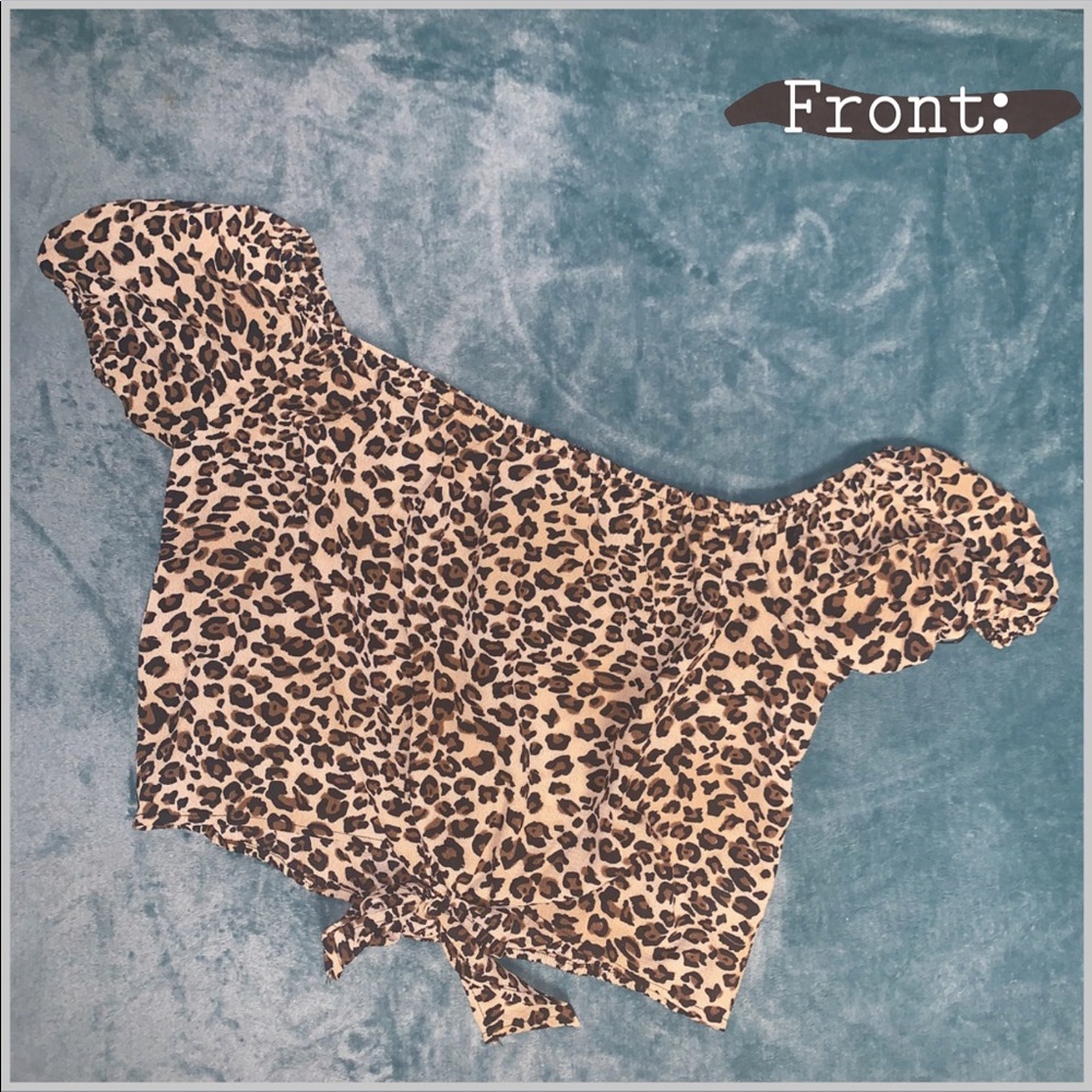 Cheetah Print Off Shoulder Crop Top